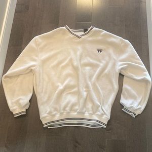 WHITE fuzzy Worcester crew neck men’s XL